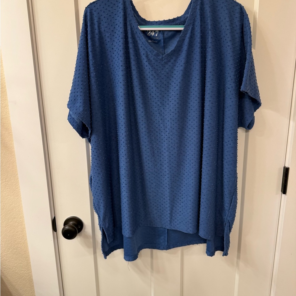 Maurices Textured Royal Blue V-Neck Blouse
